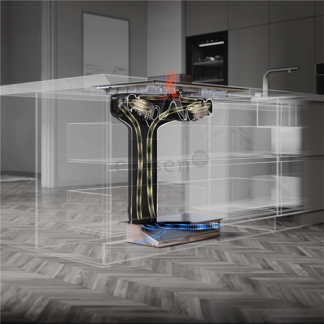 Asko, plotis 83 cm, juoda - Įmontuojama kaitlentė su gartraukiu