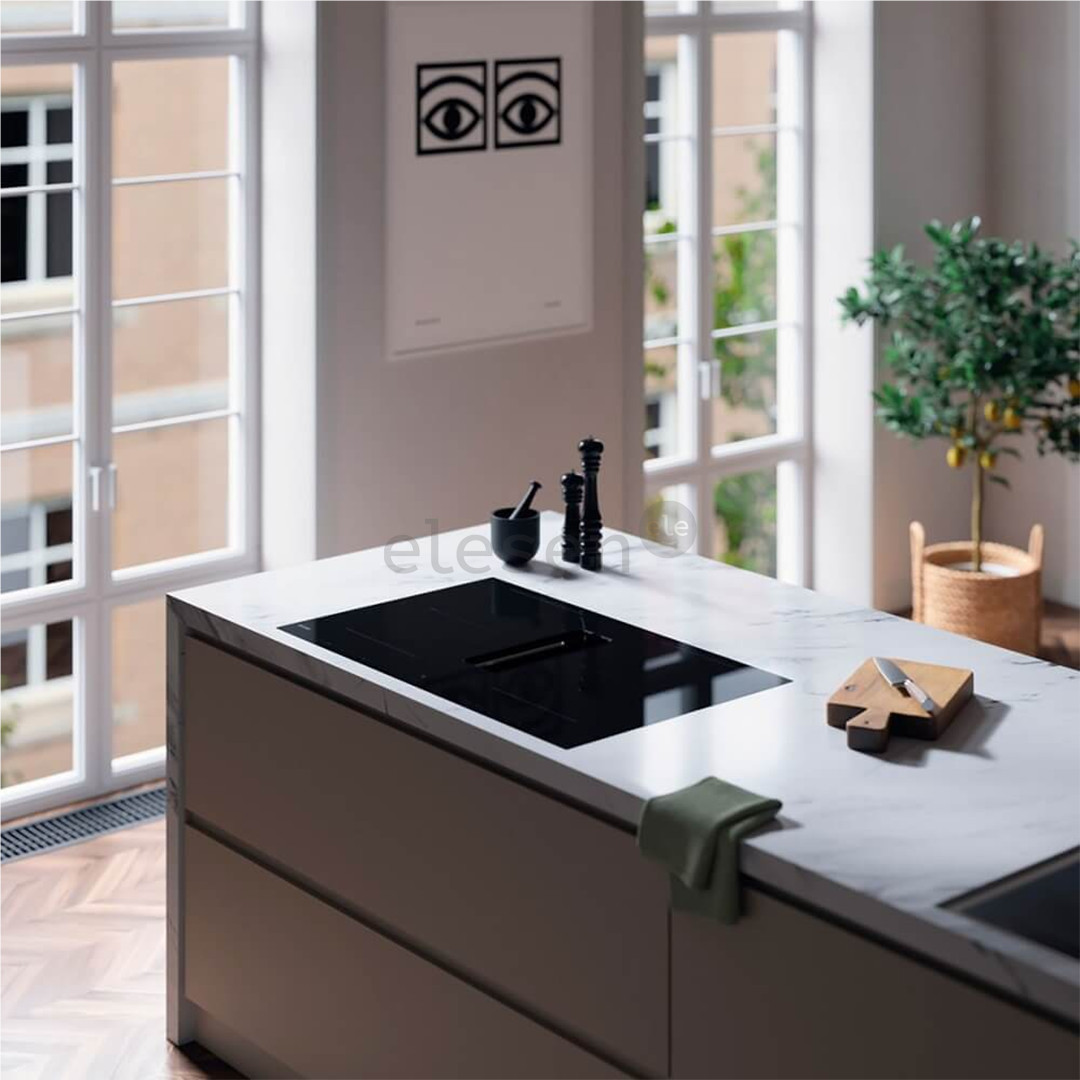 Asko, plotis 83 cm, juoda - Įmontuojama kaitlentė su gartraukiu