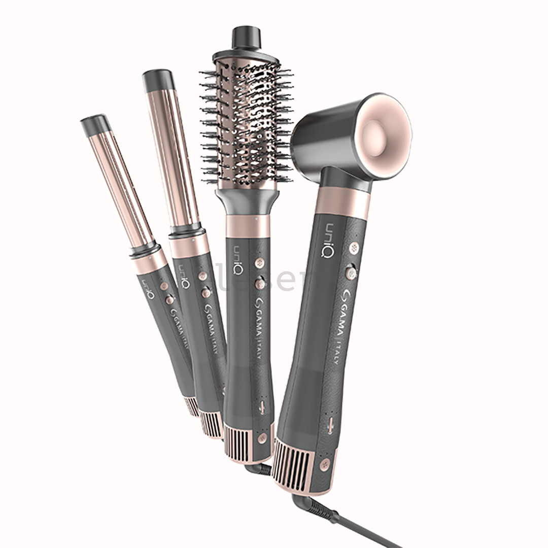 GA.MA Aura UniQ, 1500 W, tamsiai pilkos/rožinės - Plaukų formavimo šukos