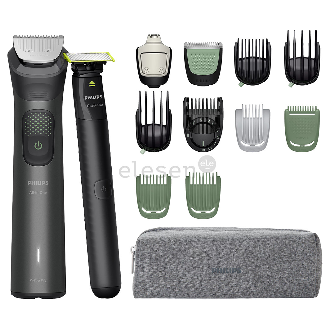 Philips All-in-One Trimmer 9000 Series, Wet & Dry, 15 в 1, серый - Мультитриммер  + OneBlade