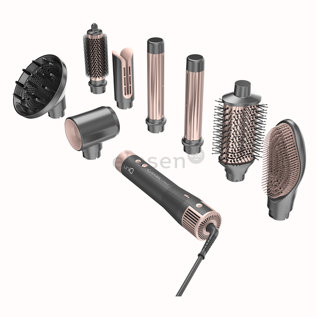 GA.MA Vibrance UniQ, 1500 W, tamsiai pilkos/rožinės - Plaukų formavimo šukos