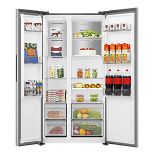 Hisense, Total No Frost, 527 L, aukštis 179 cm, pilkas - SBS Šaldytuvas