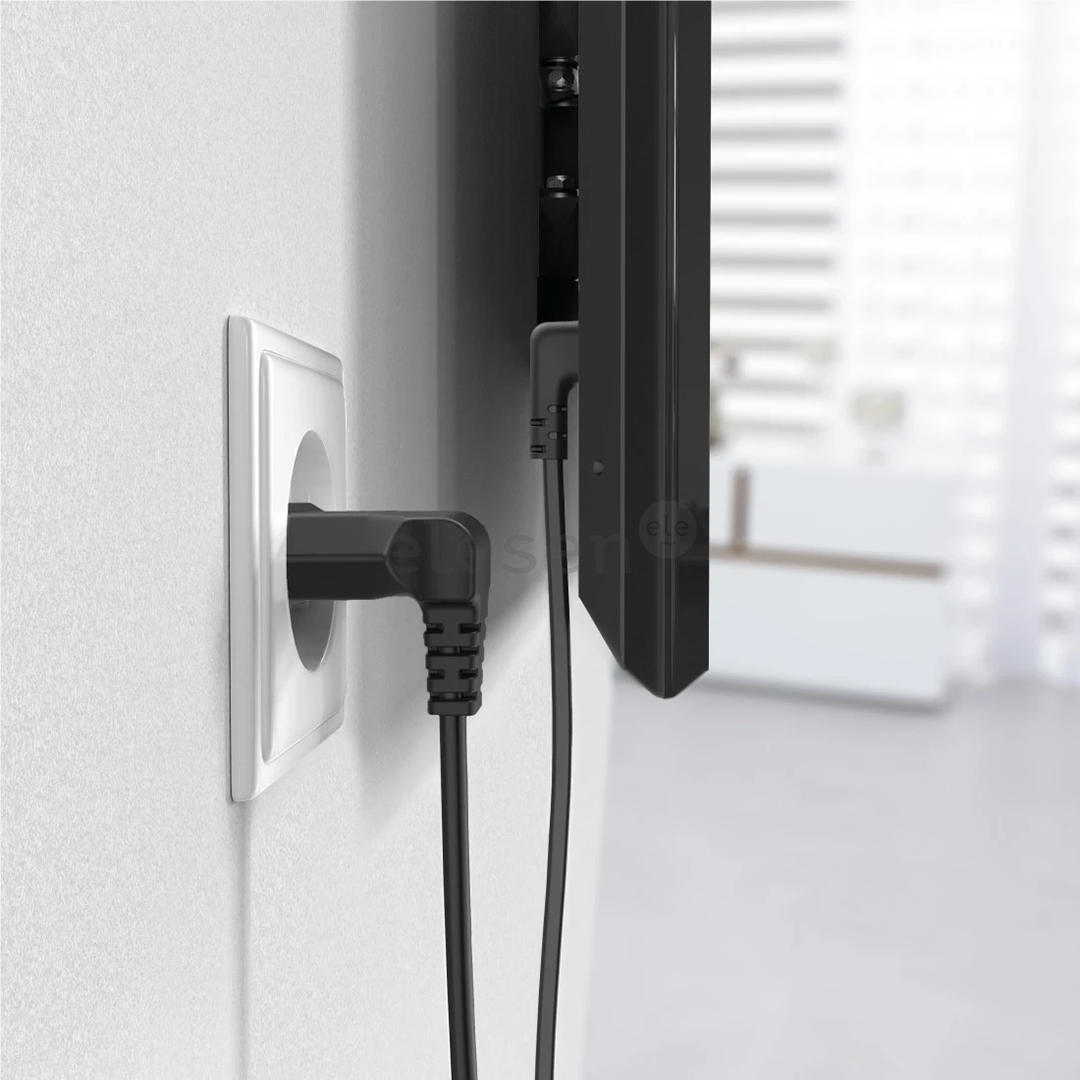 Hama Power Cord, 2-pin 90°, 1,5 m, juodas - Maitinimo laidas