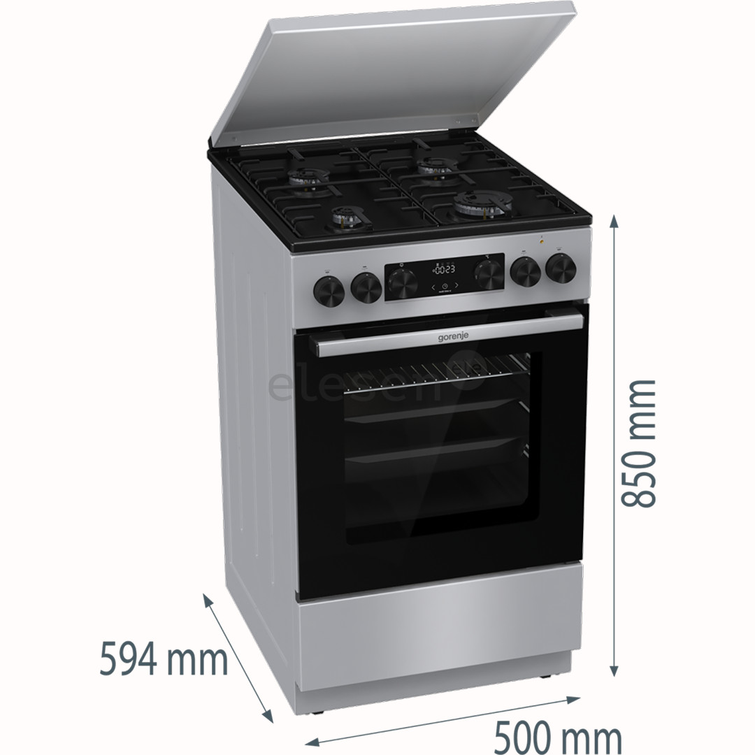 Gorenje, 70 L, width 50 cm, grey - Gas cooker with electric oven