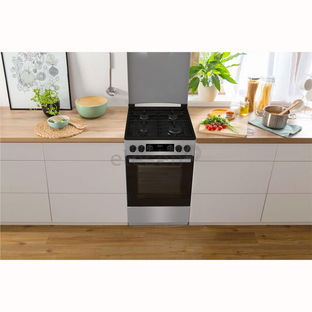 Gorenje, 70 L, width 50 cm, grey - Gas cooker with electric oven