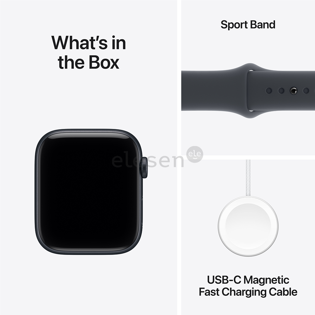 Apple Watch SE 3, 44 mm, GPS + Cellular, sport band, M/L, midnight aluminium / midnight - Smart watch