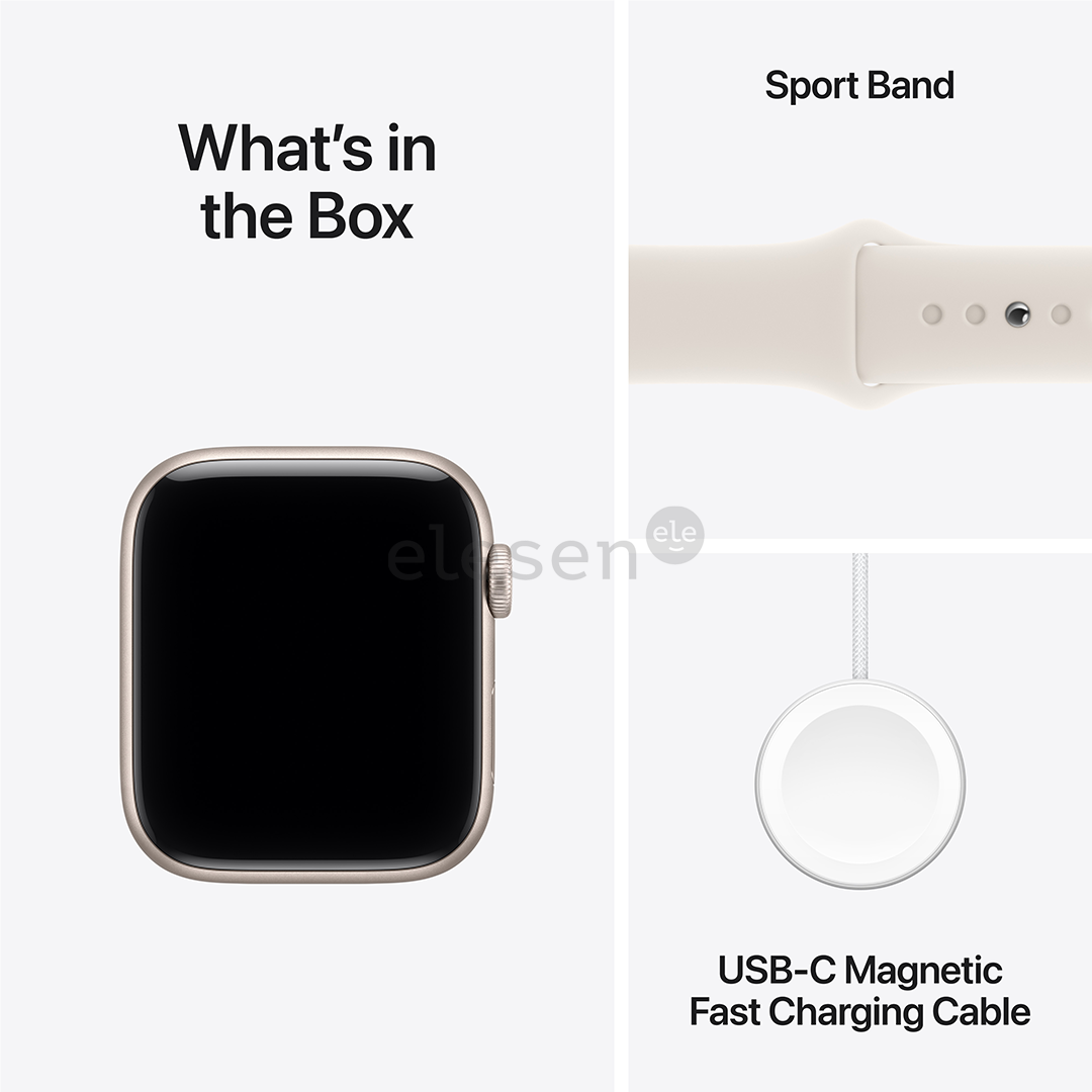 Apple Watch SE 3, 44 mm, GPS + Cellular, sport band, M/L, starlight aluminium / starlight - Smart watch