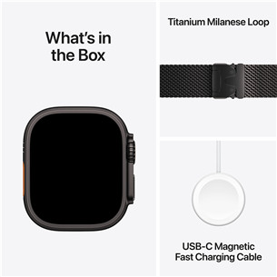 Apple Watch Ultra 3, 49 mm, Titanium Milanese Loop, Large, black titanium / black - Smartwatch