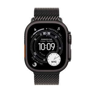 Apple Watch Ultra 3, 49 mm, Titanium Milanese Loop, Small, black titanium / black - Smartwatch