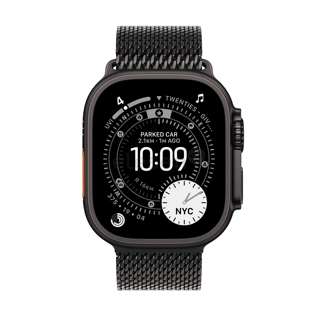 Apple Watch Ultra 3, 49 mm, Titanium Milanese Loop, Small, black titanium / black - Smartwatch