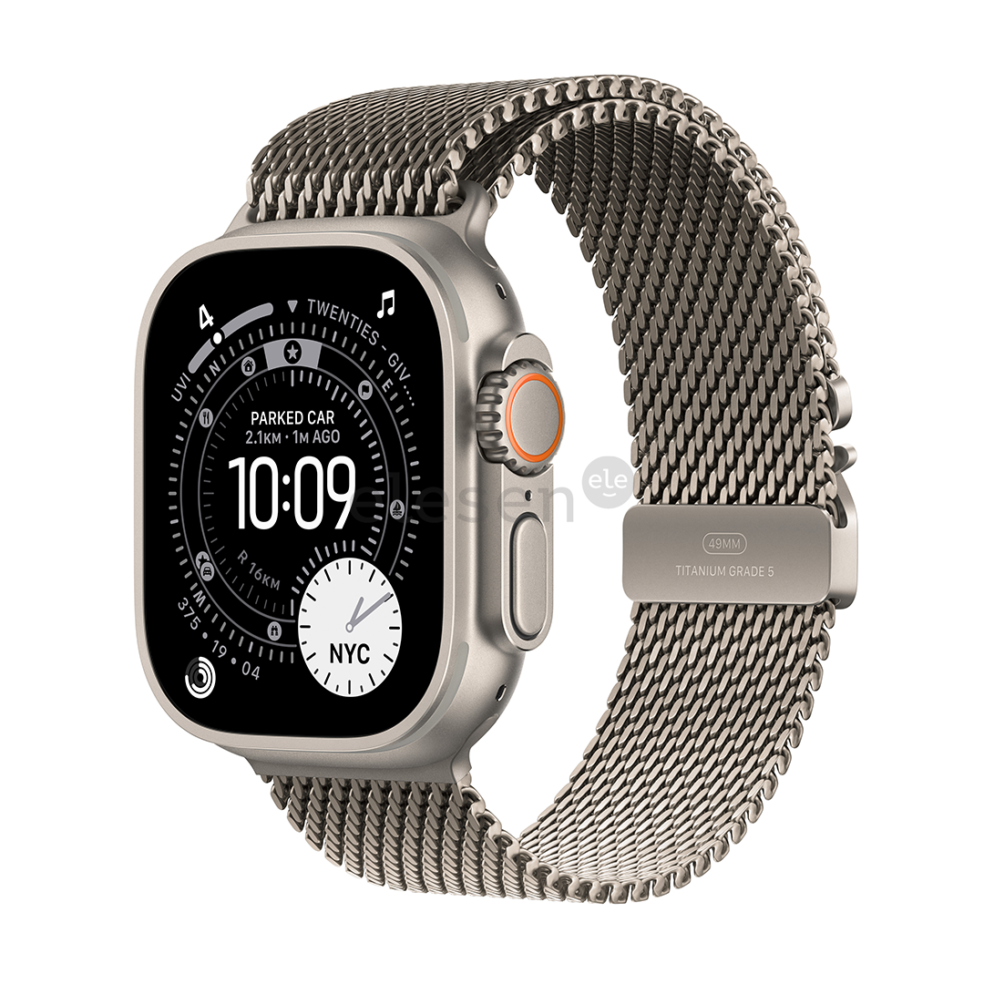 Apple Watch Ultra 3, 49 mm, Titanium Milanese Loop, Large, natural titanium - Smartwatch