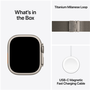 Apple Watch Ultra 3, 49 mm, Titanium Milanese Loop, Small, natural titanium - Smartwatch