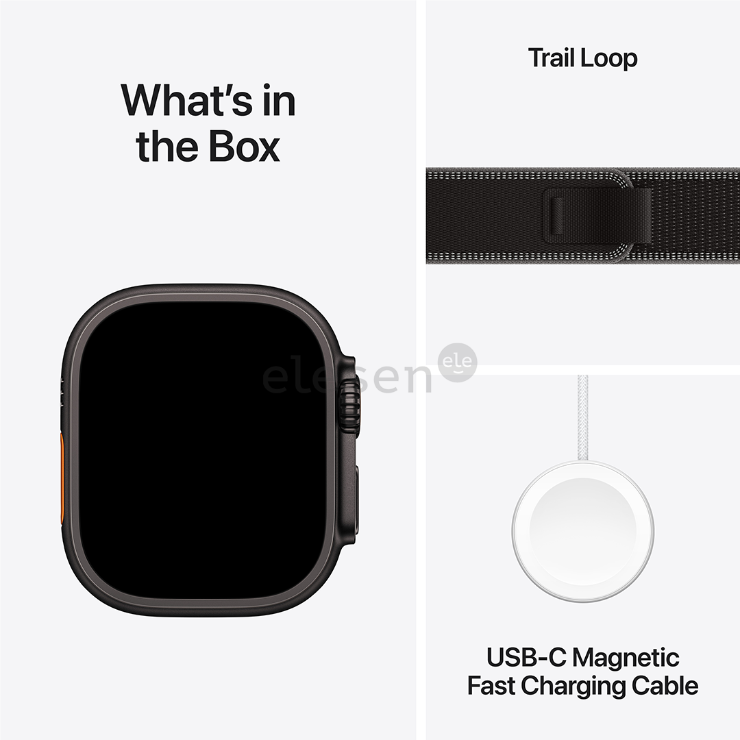 Apple Watch Ultra 3, 49 mm, Trail Loop, S/M, black titanium / charcoal - Smartwatch