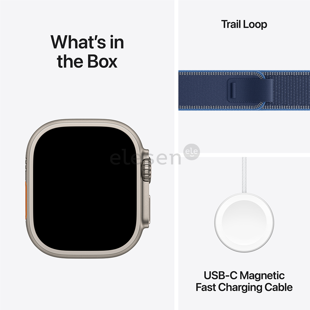Apple Watch Ultra 3, 49 mm, Trail Loop, M/L, natural titanium / bright blue- Smartwatch