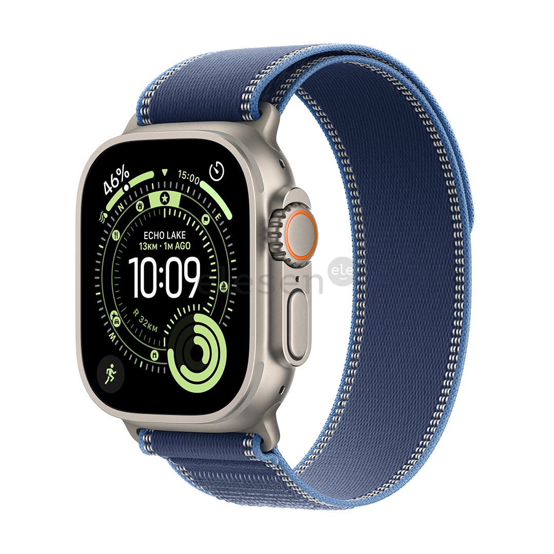 Apple Watch Ultra 3, 49 mm, Trail Loop, S/M, natural titanium / bright blue- Smartwatch