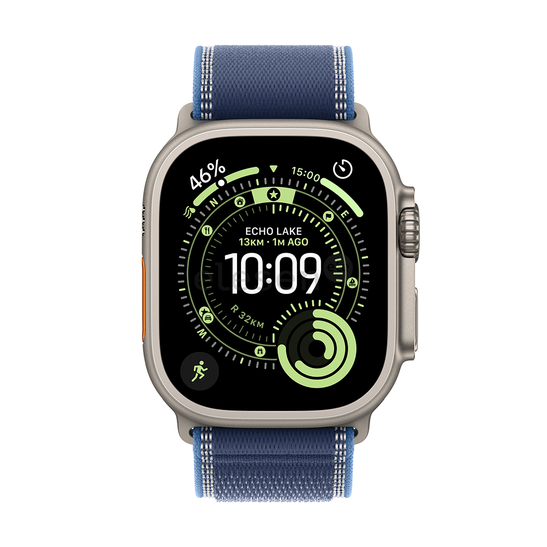 Apple Watch Ultra 3, 49 mm, Trail Loop, S/M, natural titanium / bright blue- Smartwatch