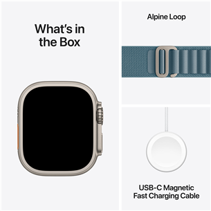 Apple Watch Ultra 3, 49 mm, Alpine Loop, Large, natural titanium / light blue - Smartwatch