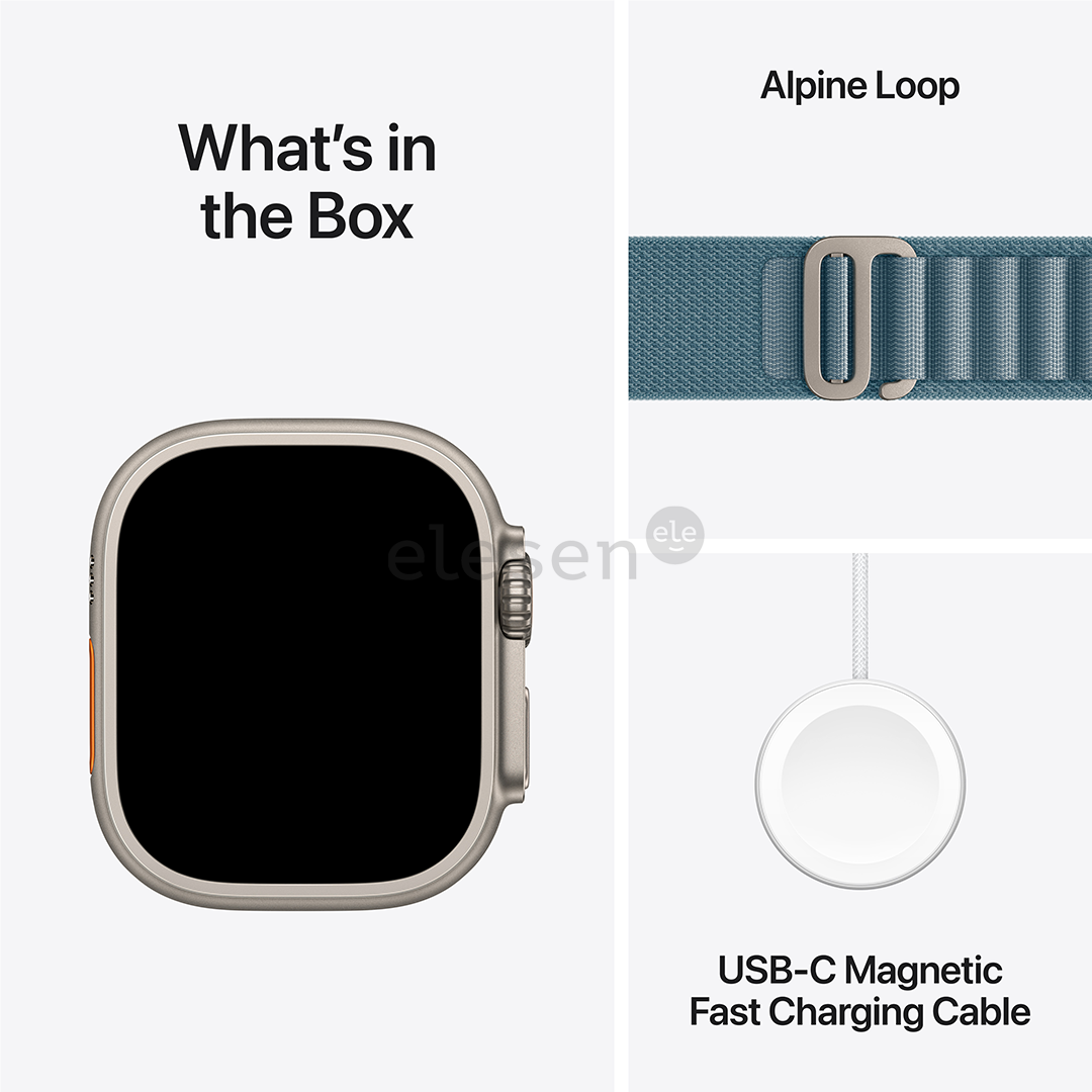 Apple Watch Ultra 3, 49 mm, Alpine Loop, Large, natural titanium / light blue - Smartwatch