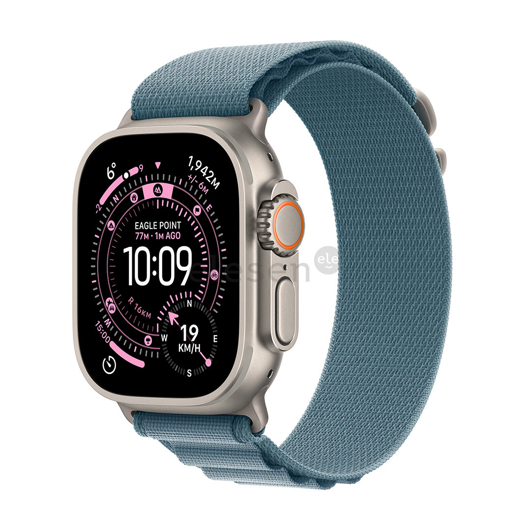 Apple Watch Ultra 3, 49 mm, Alpine Loop, Medium, natural titanium / light blue - Smartwatch