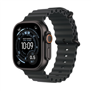 Apple Watch Ultra 3, 49 mm, Ocean Band, juodo titano/juodas - Išmanusis laikrodis MF0J4ET/A