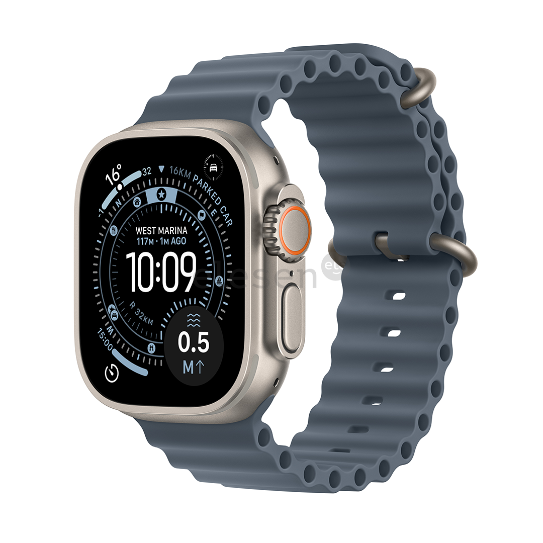 Apple Watch Ultra 3, 49 mm, Ocean Band, natural titanium / anchor blue - Smartwatch