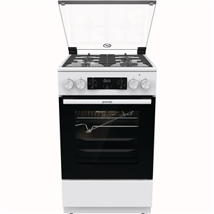 Gorenje, 70 л, ширина 50 см, белый - Газовая плита с электрической духовкой GKS5C72WF