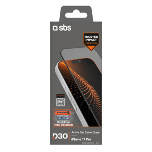 SBS D3O Screen Protector with Applicator, iPhone 17 Pro, black - Screen protector