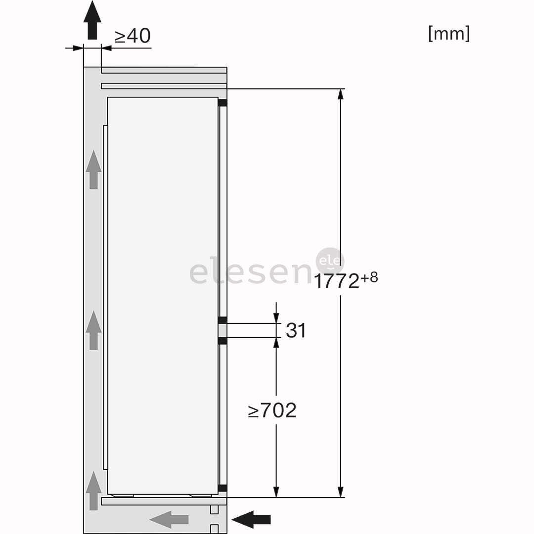Miele, NoFrost, 260 L, aukštis 178 cm - Įmontuojamas šaldytuvas