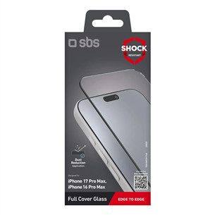 SBS Full Cover Glass Screen Protector, iPhone 17 Pro Max/16 Pro Max, black - Screen protector