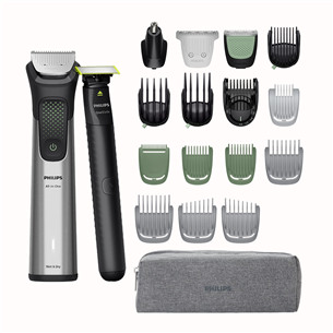 Philips All-in-One Trimmer 9000 Series, 20-in-1, juoda/pilka - Plaukų kirpimo mašinėlė MG9558/15