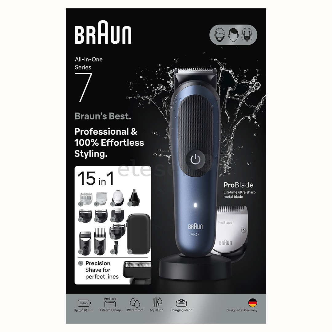 Braun All-in-One, Series 7, 15 в 1, темно-синий - Мультитриммеp