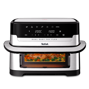 Tefal Dual Easy Fry Flex, 2700 W, 9 L, nerūdijančio plieno/juoda - Karšto oro gruzdintuvė EY922DE0