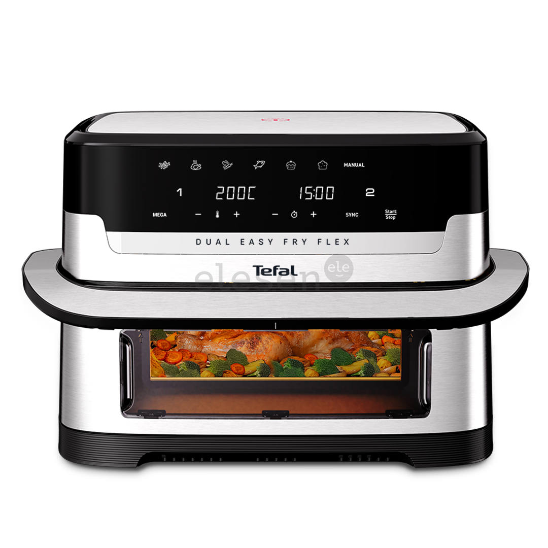 Tefal Dual Easy Fry Flex, 2700 W, 9 L, nerūdijančio plieno/juoda - Karšto oro gruzdintuvė