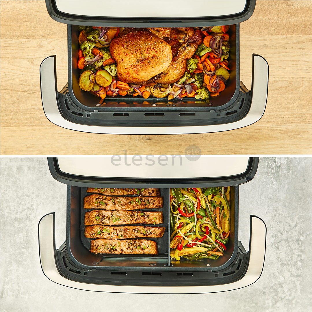 Tefal Dual Easy Fry Flex, 2700 W, 9 L, nerūdijančio plieno/juoda - Karšto oro gruzdintuvė