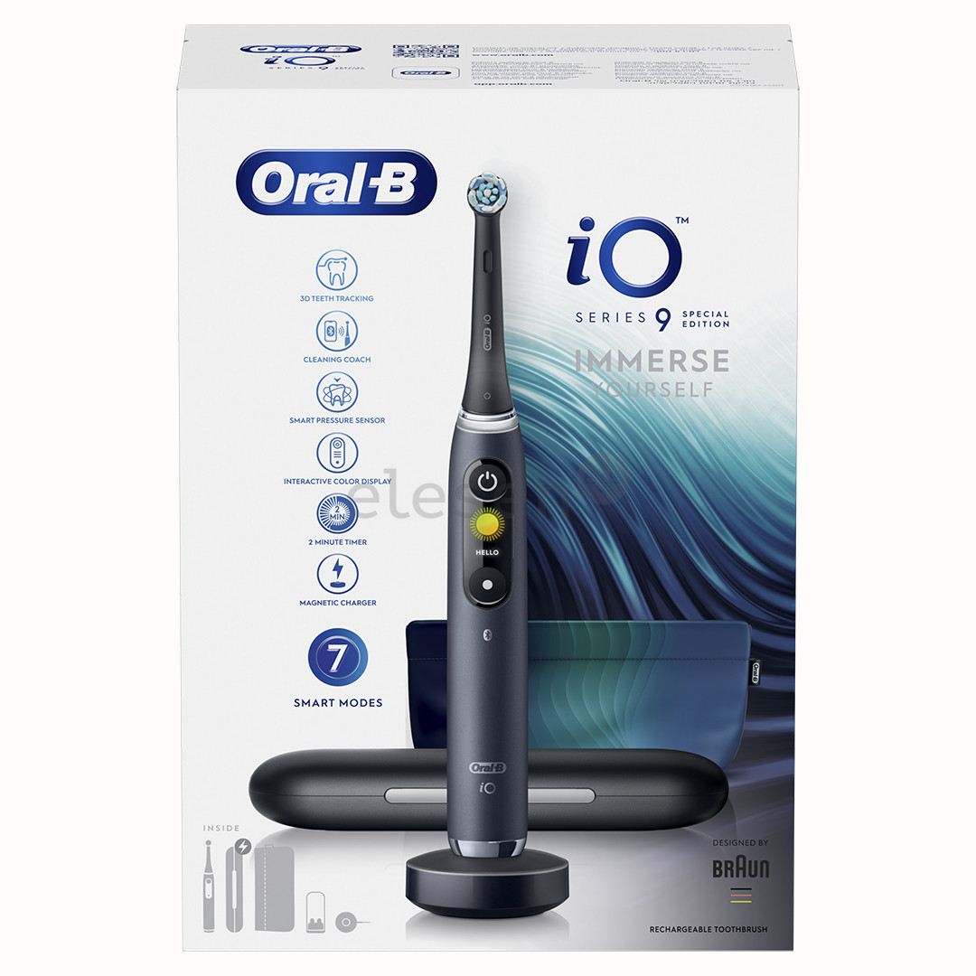 Braun Oral-B iO9 Black Special Edition, juodas - Elektrinis dantų šepetėlis