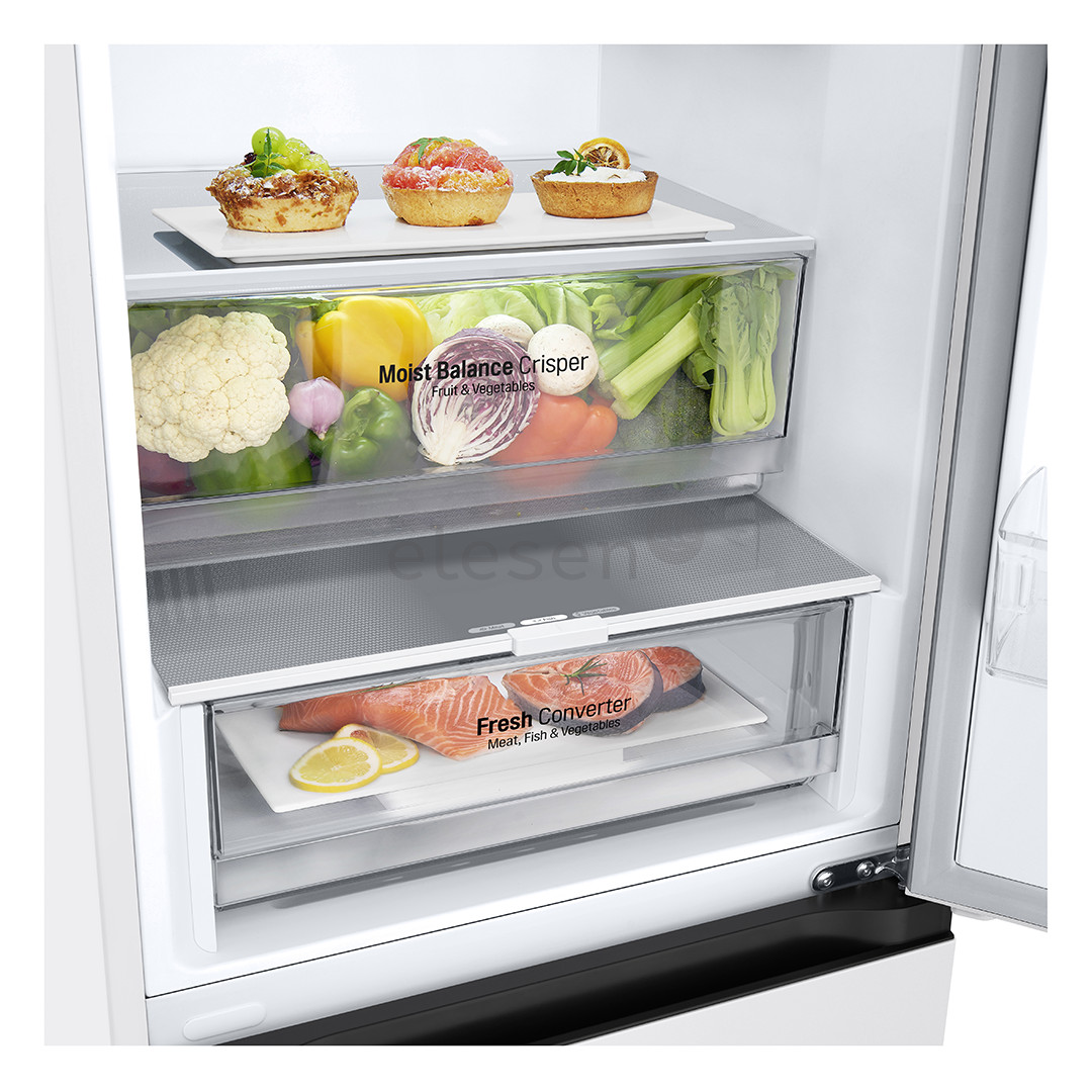 LG, NoFrost, 387 L, aukštis 203 cm, baltas - Šaldytuvas