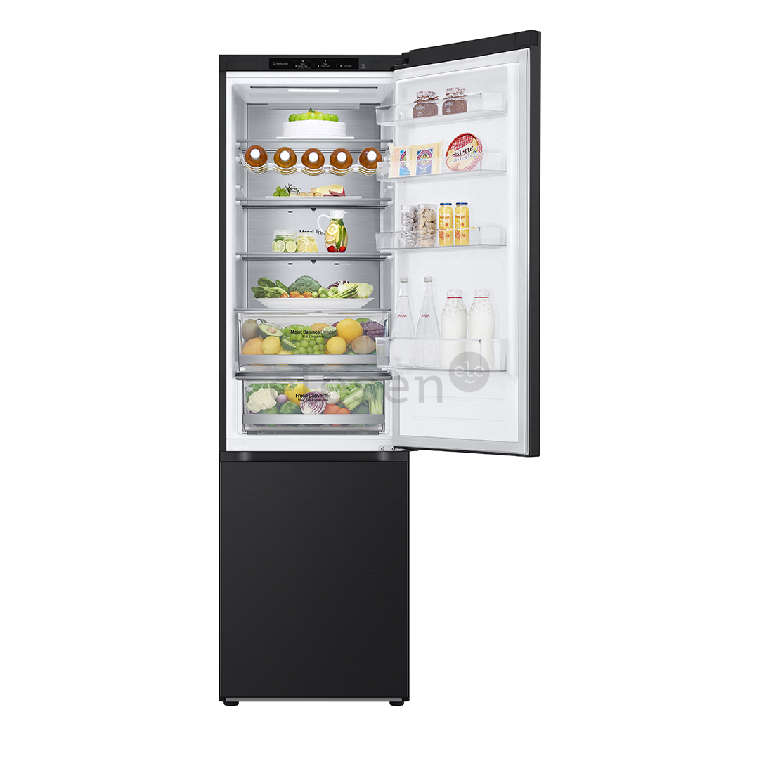 LG, NoFrost, 387 л, высота 203 см, черный - Холодильник