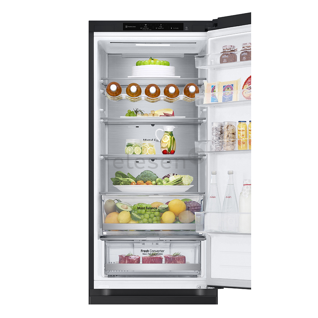 LG, NoFrost, 387 л, высота 203 см, черный - Холодильник