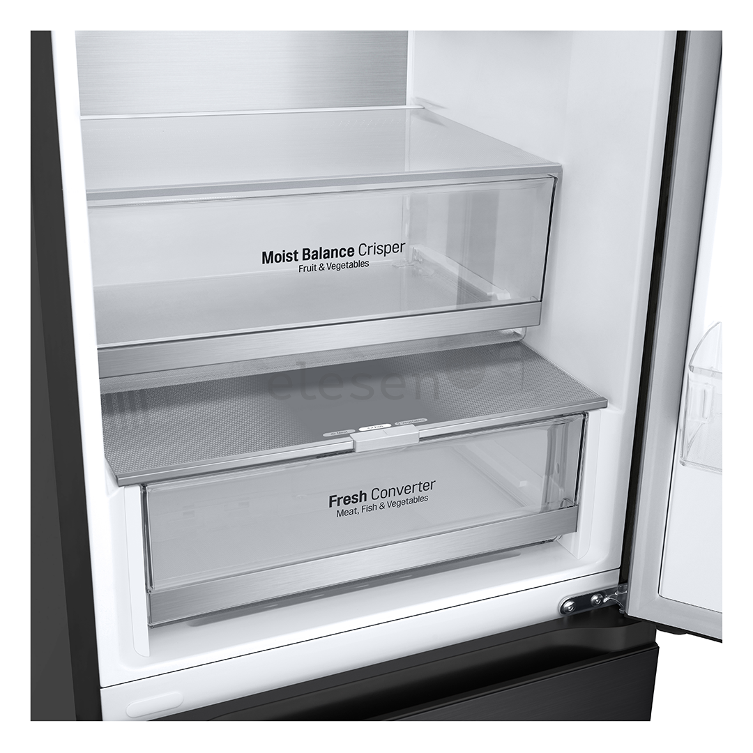 LG, NoFrost, 387 л, высота 203 см, черный - Холодильник