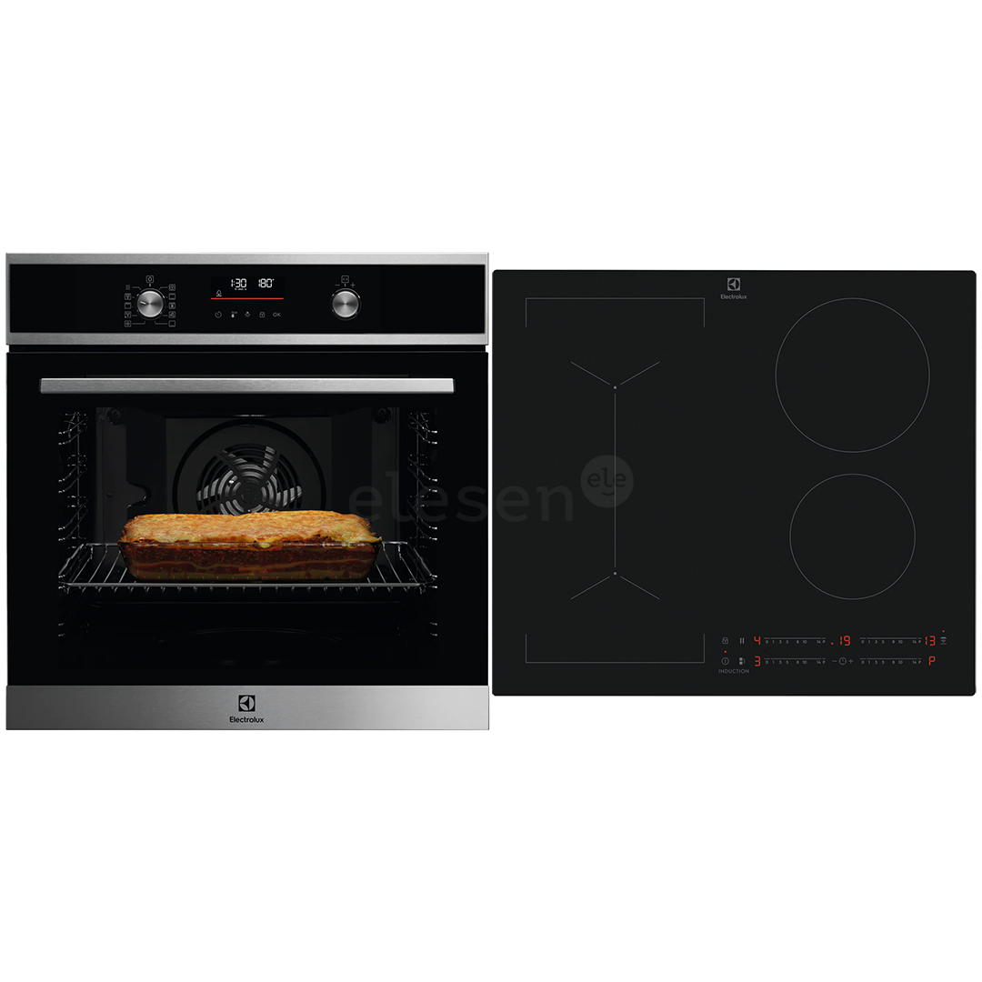 Electrolux, 72 L, black - Built-in oven + induction hob