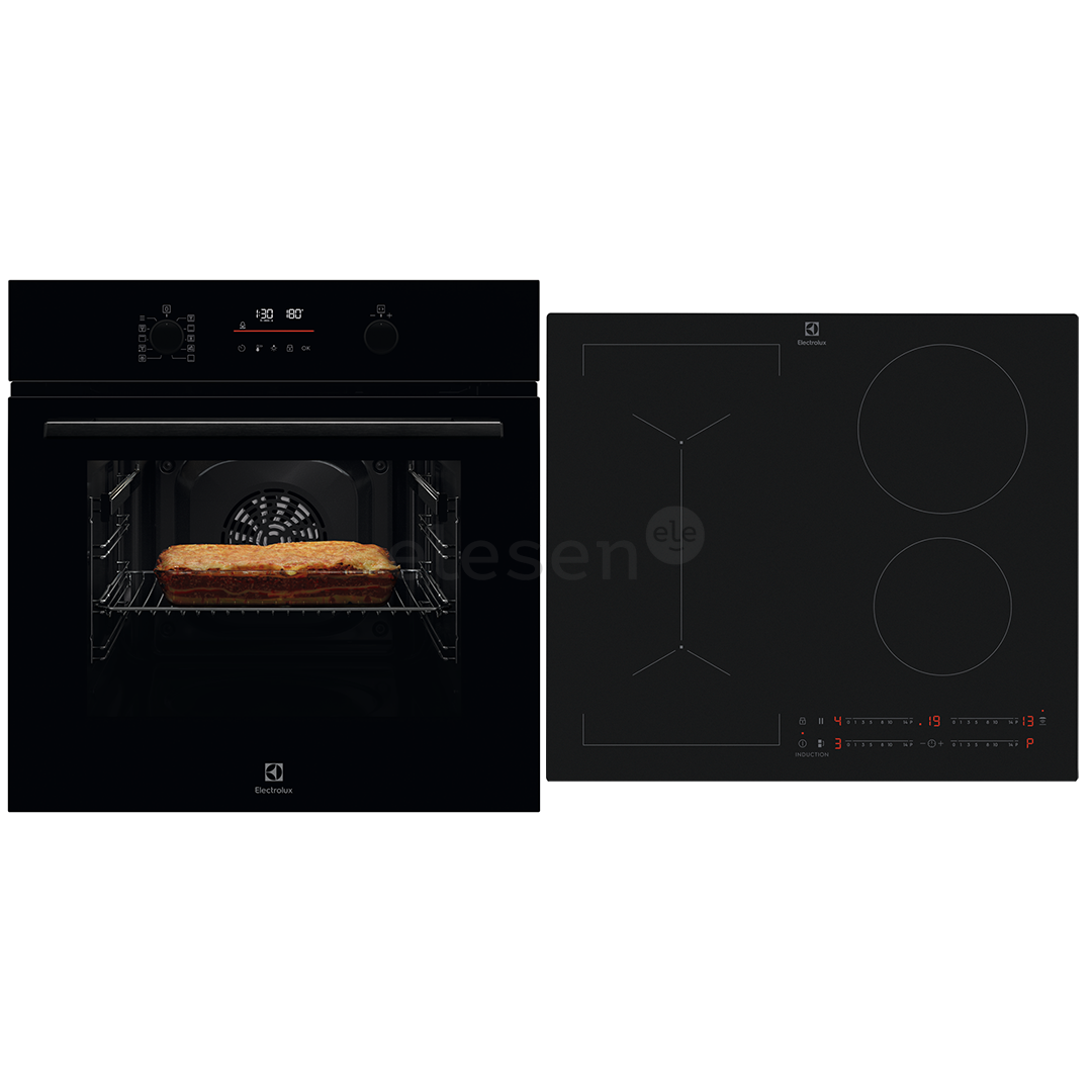 Electrolux, 65 L, black - Built-in oven + induction hob
