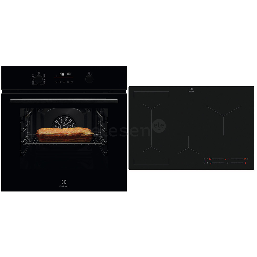 Electrolux, 65 L, black - Built-in oven + induction hob