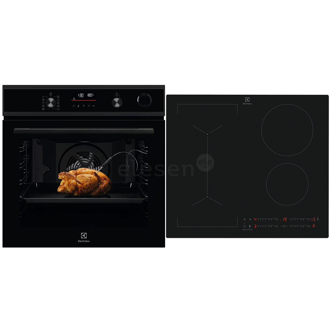 Electrolux, 72 L, black - Built-in oven + induction hob