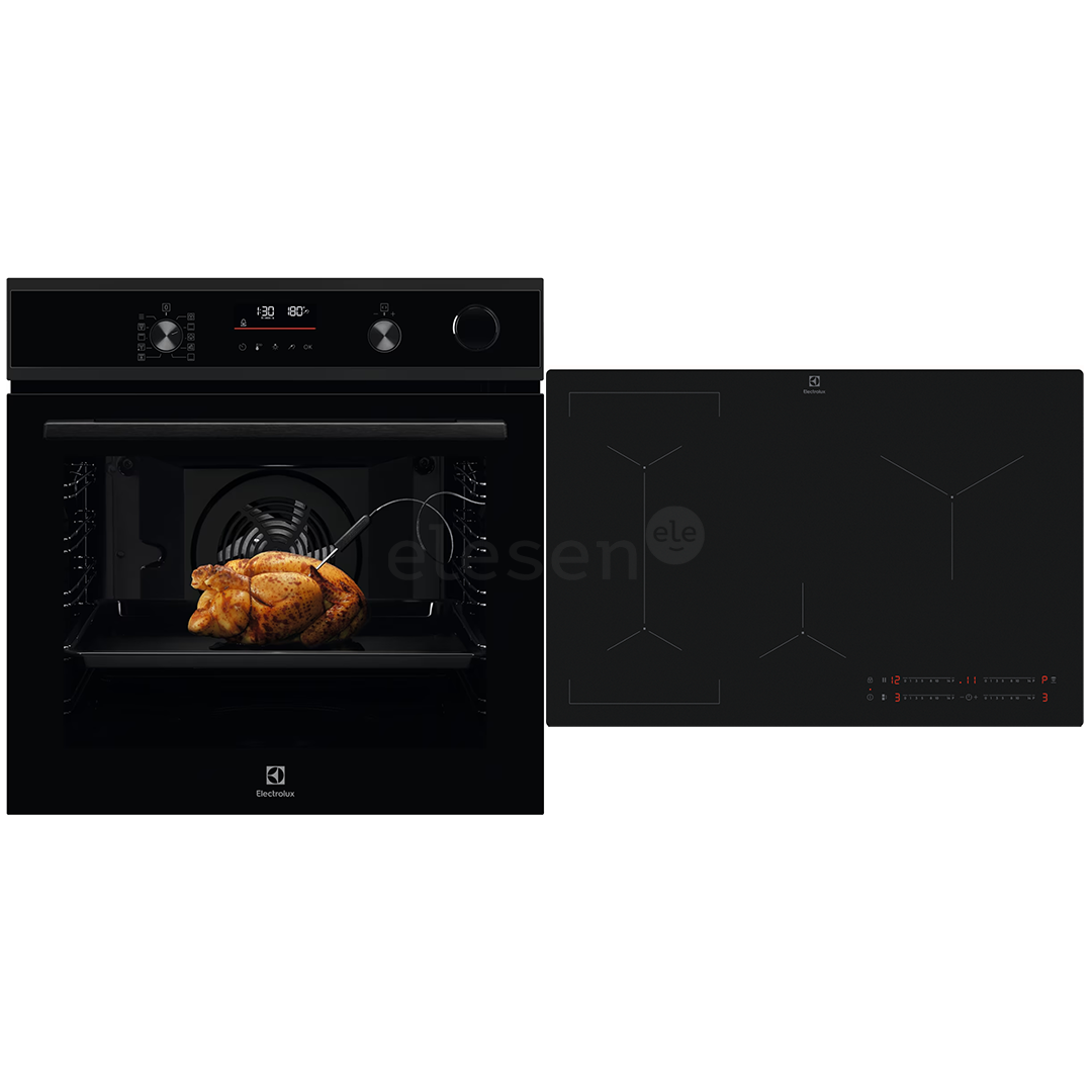 Electrolux, 72 L, black - Built-in oven + induction hob