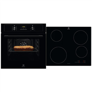Electrolux, 65 L, black - Built-in oven + induction hob EOF3H50BK+LIB60420CK