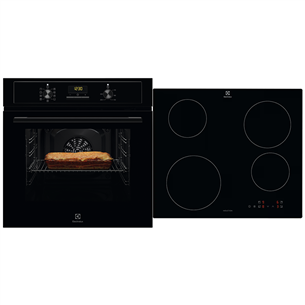 Electrolux, 65 L, black - Built-in oven + induction hob EOF3H50BK+LIB60420CK