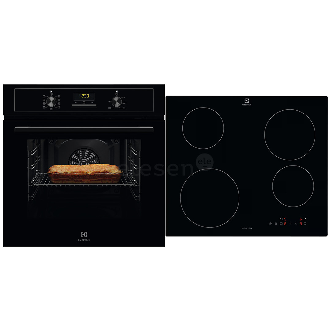 Electrolux, 65 L, black - Built-in oven + induction hob