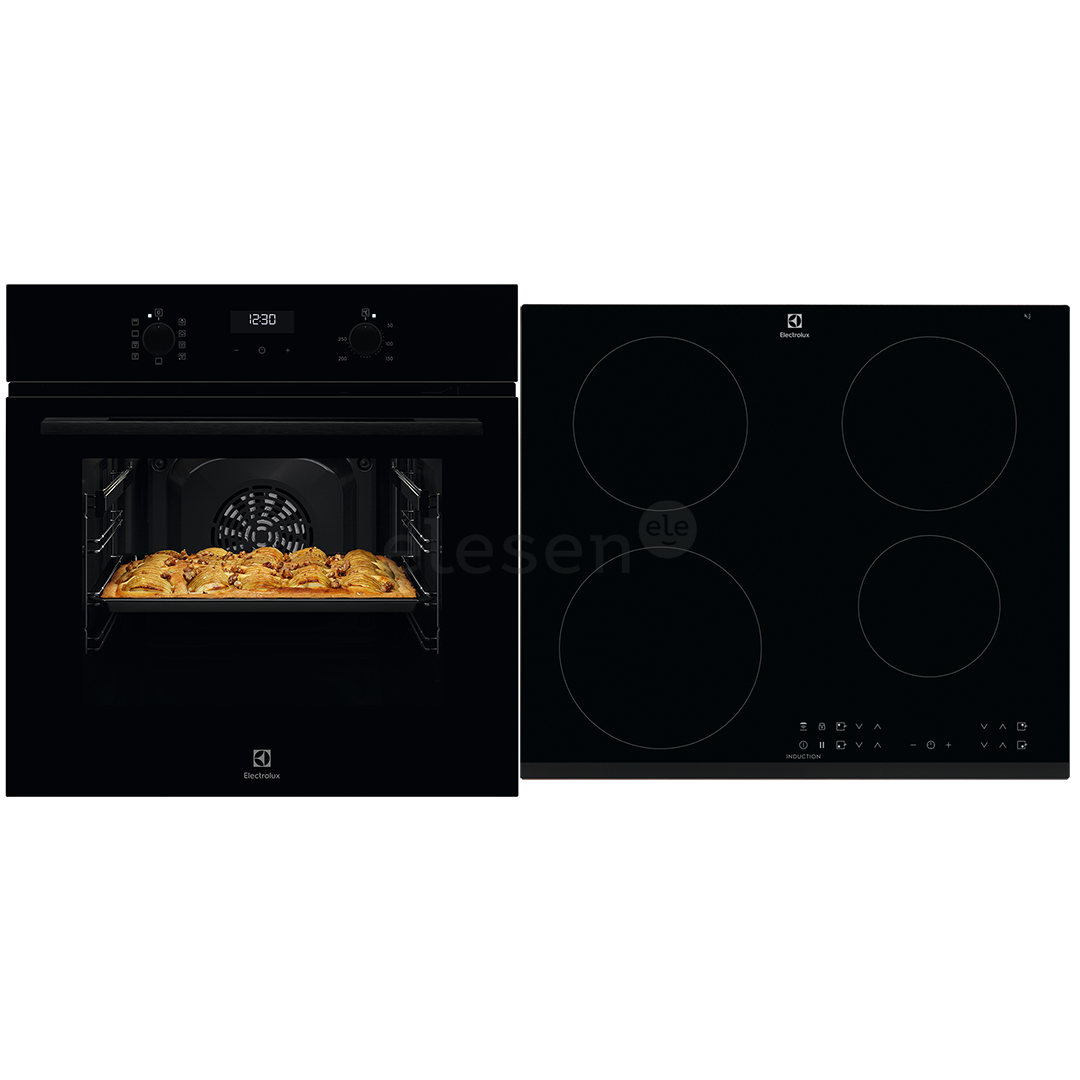 Electrolux, 65 65 л, черный - Интегрируемый духовой шкаф + индукционная варочная панель