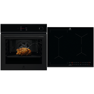 Electrolux, 72 л, черный - Интегрируемый духовой шкаф + индукционная варочная панель EOC9P3XT+EIV63443