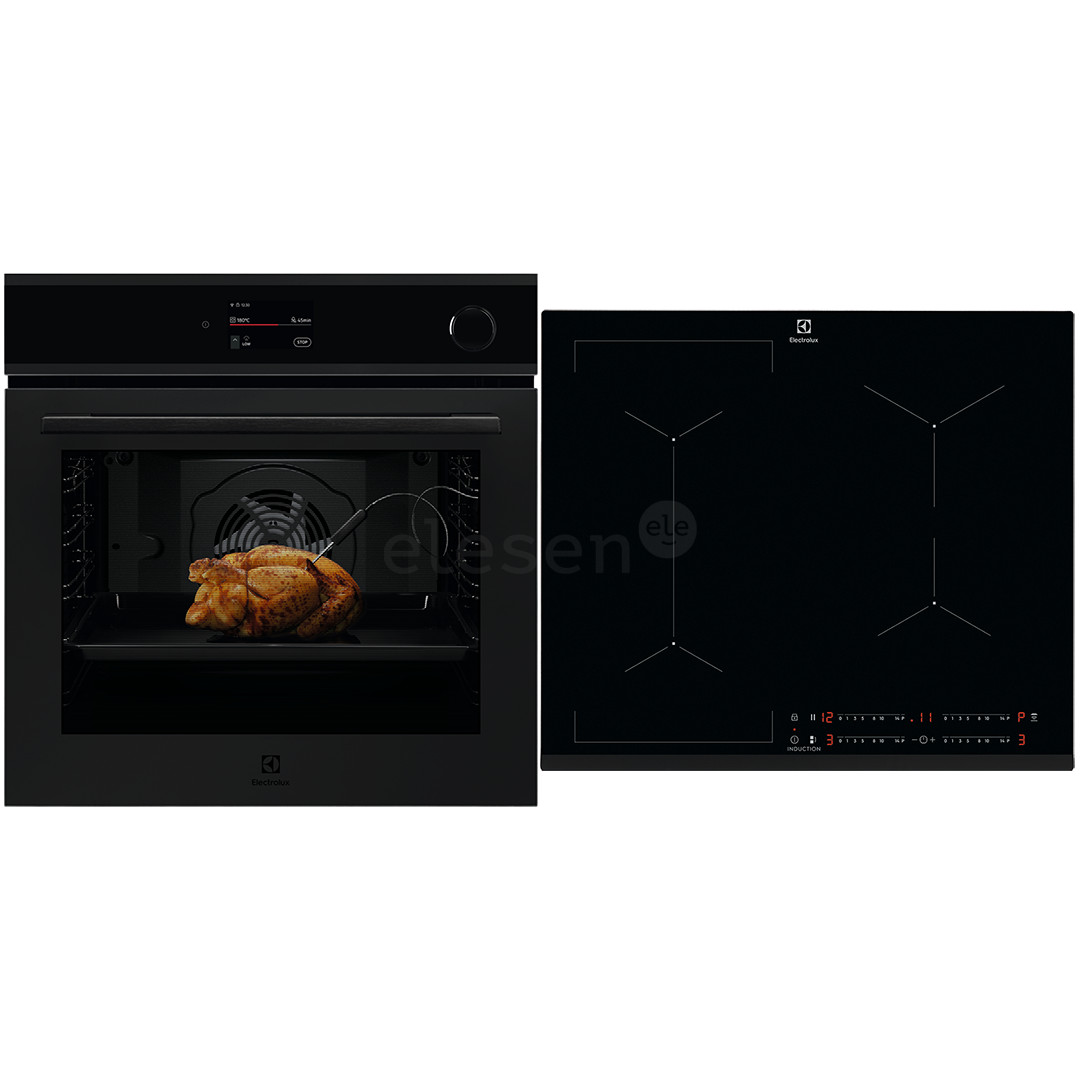 Electrolux, 72 л, черный - Интегрируемый духовой шкаф + индукционная варочная панель